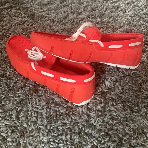 Swims Orange Red Braided Lace Loafer Slip On - Size 6 - Picture 2 of 8